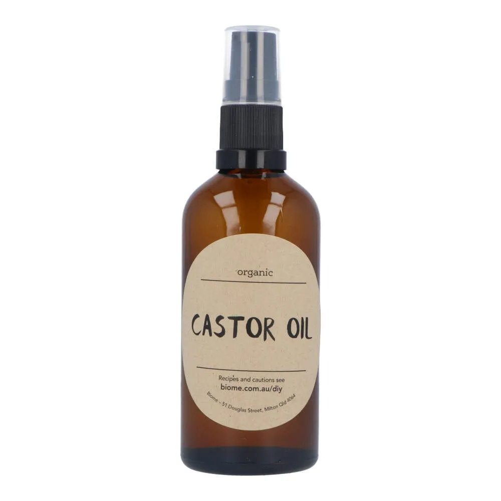 Biome Castor Oil Certified Organic in Glass Bottle 100ml Hexane Free