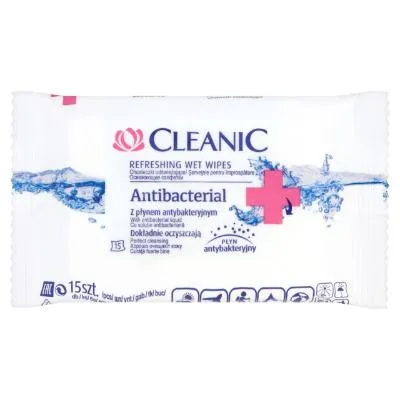 Cleanic Anti-Bacterial Refreshing Wet Wipes x15