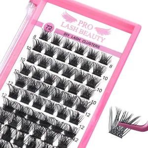 DIY Volume Cluster Lashes Set - 72 Reusable Wispy Extensions (8-16mm) with Ultra-Thin Bands