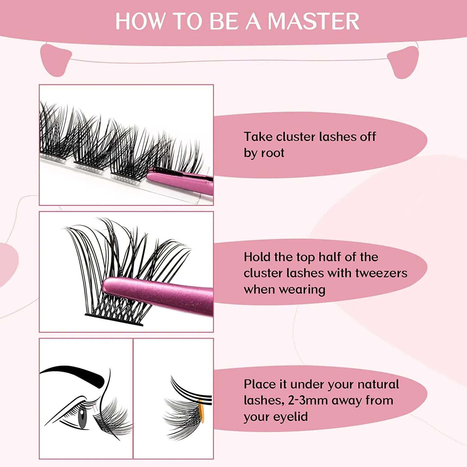 DIY Volume Cluster Lashes Set - 72 Reusable Wispy Extensions (8-16mm) with Ultra-Thin Bands