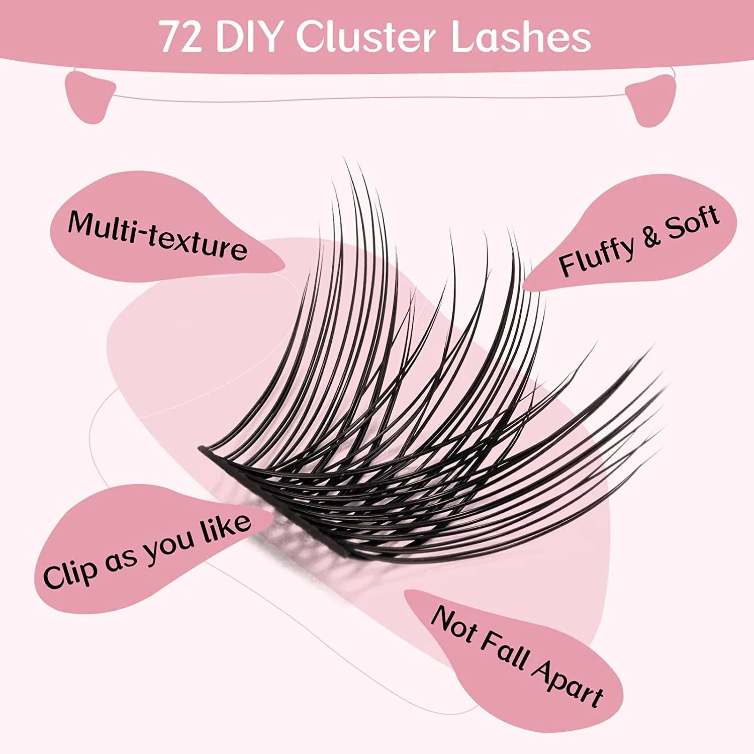 DIY Volume Cluster Lashes Set - 72 Reusable Wispy Extensions (8-16mm) with Ultra-Thin Bands