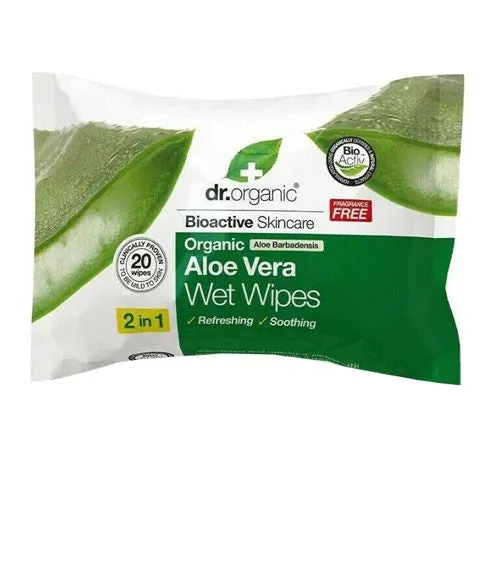 Dr Organic Organic Aloe Vera 2 In 1 Wet Wipes