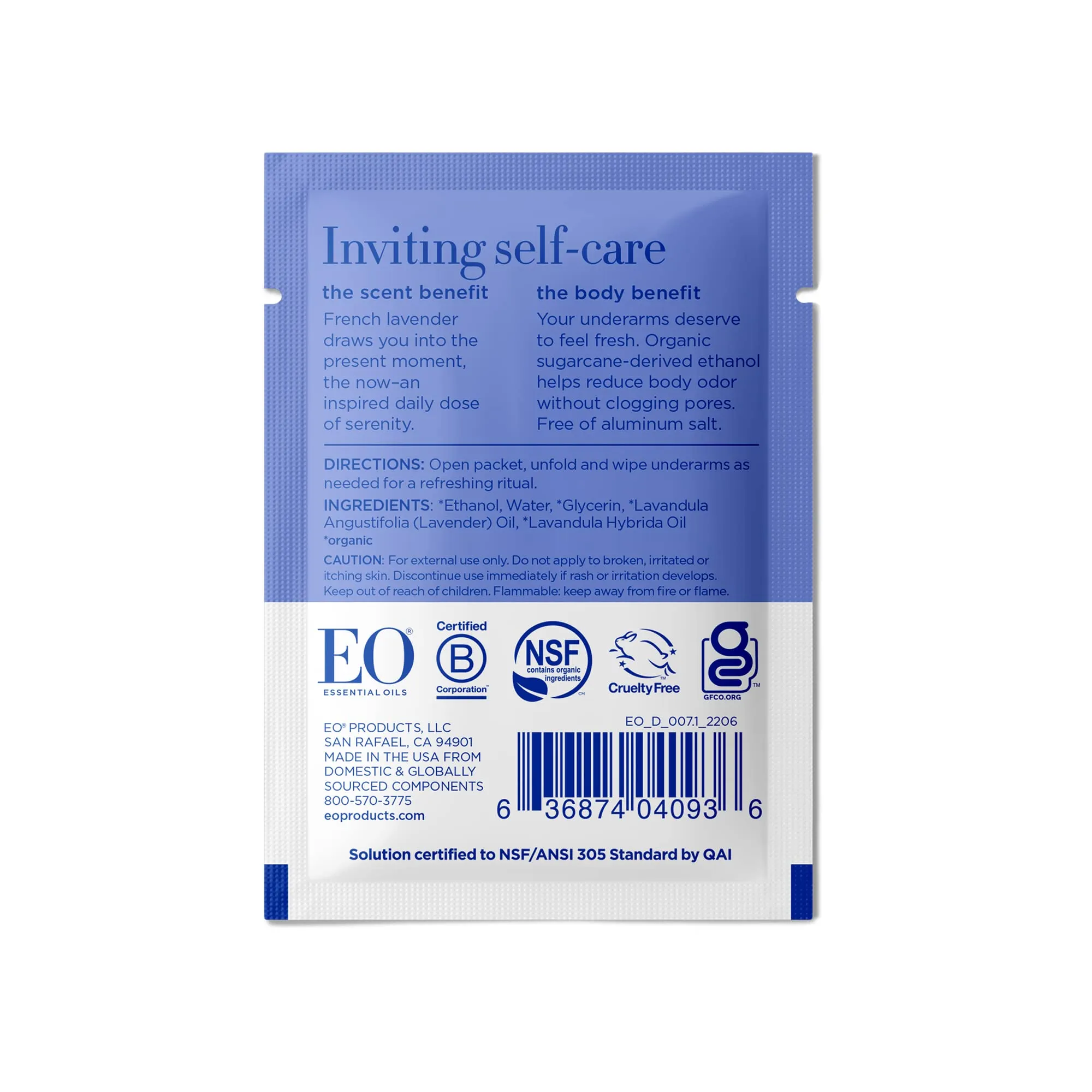 EO Lavender Deodorant Wipes Pack of 12 Organic Essential Oils