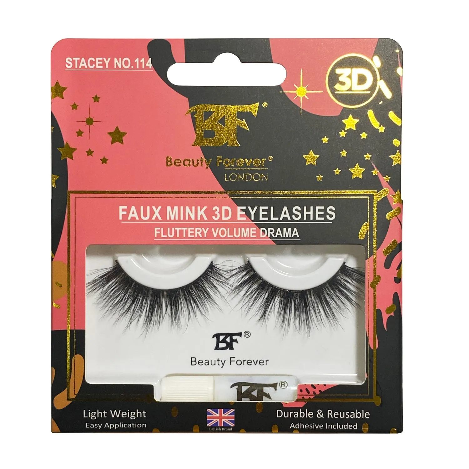 Faux Mink 3D Eyelashes Stacey No. 114 (Fluttery volume)