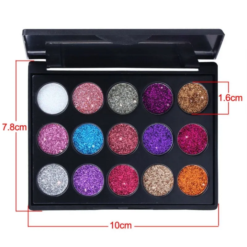 Glitter Eyeshadow - 15x Glitter Pots Cosmetic Glitters for Face Body Hair Partings Boobs Nails Unicorn Eyeshadows -