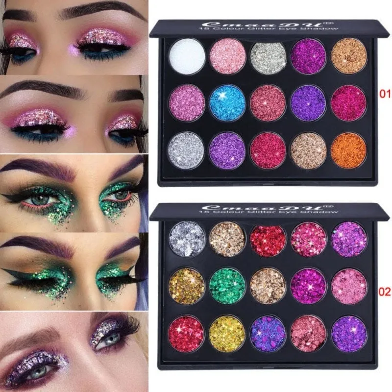 Glitter Eyeshadow - 15x Glitter Pots Cosmetic Glitters for Face Body Hair Partings Boobs Nails Unicorn Eyeshadows -