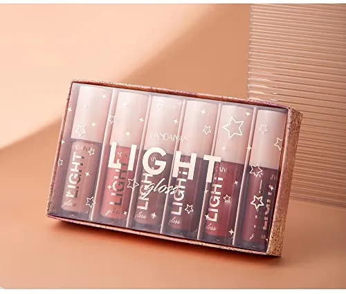 HANDAIYAN Light Gloss Lipstick Collection - 6 Shades of Nude Lip Gloss, Clear Lip Gloss, and Sexy Liquid Lipstick for Women and Girls in a Cute Lip Gloss Set (Set B) (SET B GLOSS)