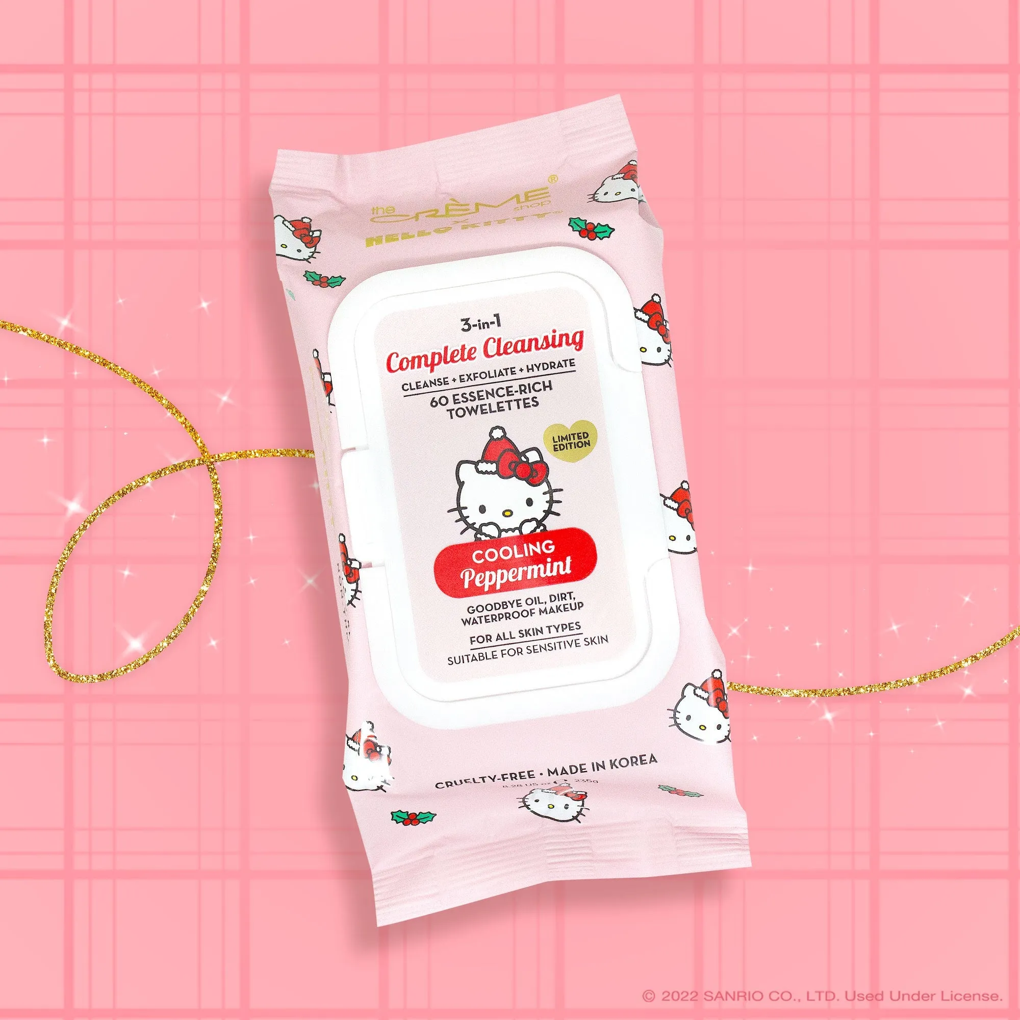 Hello Kitty 3-IN-1 Complete Cleansing Essence-Rich Towelettes - Cooling Peppermint