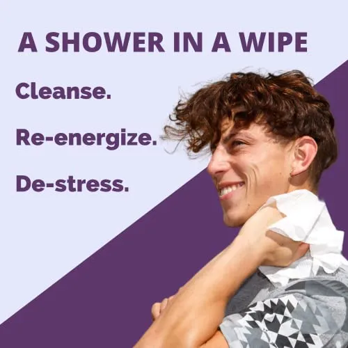 HyperGo Full-Body Rinse-Free Hypoallergenic Biodegradable Bathing Wipes –All Natural, Refreshing Anytime Anywhere, Post Workout, Camping, Travel, Daily Life, 12”x12” X-Large Lavender, Pack of 1