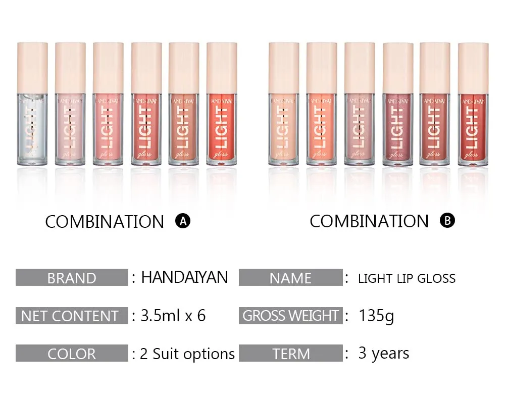 KA CAYLA Handaiyan Lip Gloss Set - 6 Shades of High-Definition Nude Lip Glosses and Sexy Liquid LipGlosses - Premium Collection for Women, Matte Finish and Vibrant Lips (GLOSS-6PC SET- A)