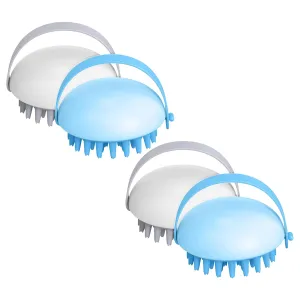 Kuber Industries Hair Massager Shampoo Brush | Soft Silicone Bristles | Shampoo Brush for Hair Washing | Massager Brush For Dandruff | XJWTEU-XJBLEU |Pack of 4| White & Blue