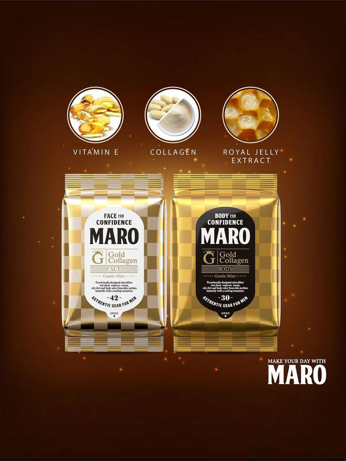 Maro Gold Collagen Premium Body Wipes