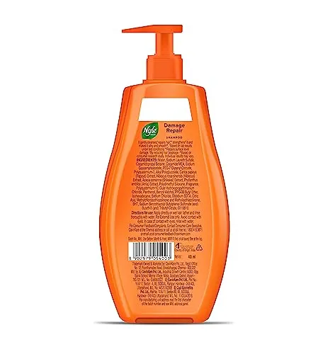 Nyle Naturals Damage Repair Shampoo | Hair Repair Shampoo | With Papaya, Hibiscus and Shikakai | Gentle & Soft Formulation For Men & Women, 400ml