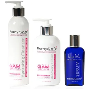 RemySoft Glam Rocker System - Safe for Hair Extensions, Weaves and Wigs - Salon Formula Shampoo, Conditioner & Serum - Gentle Sulfate-free Lather