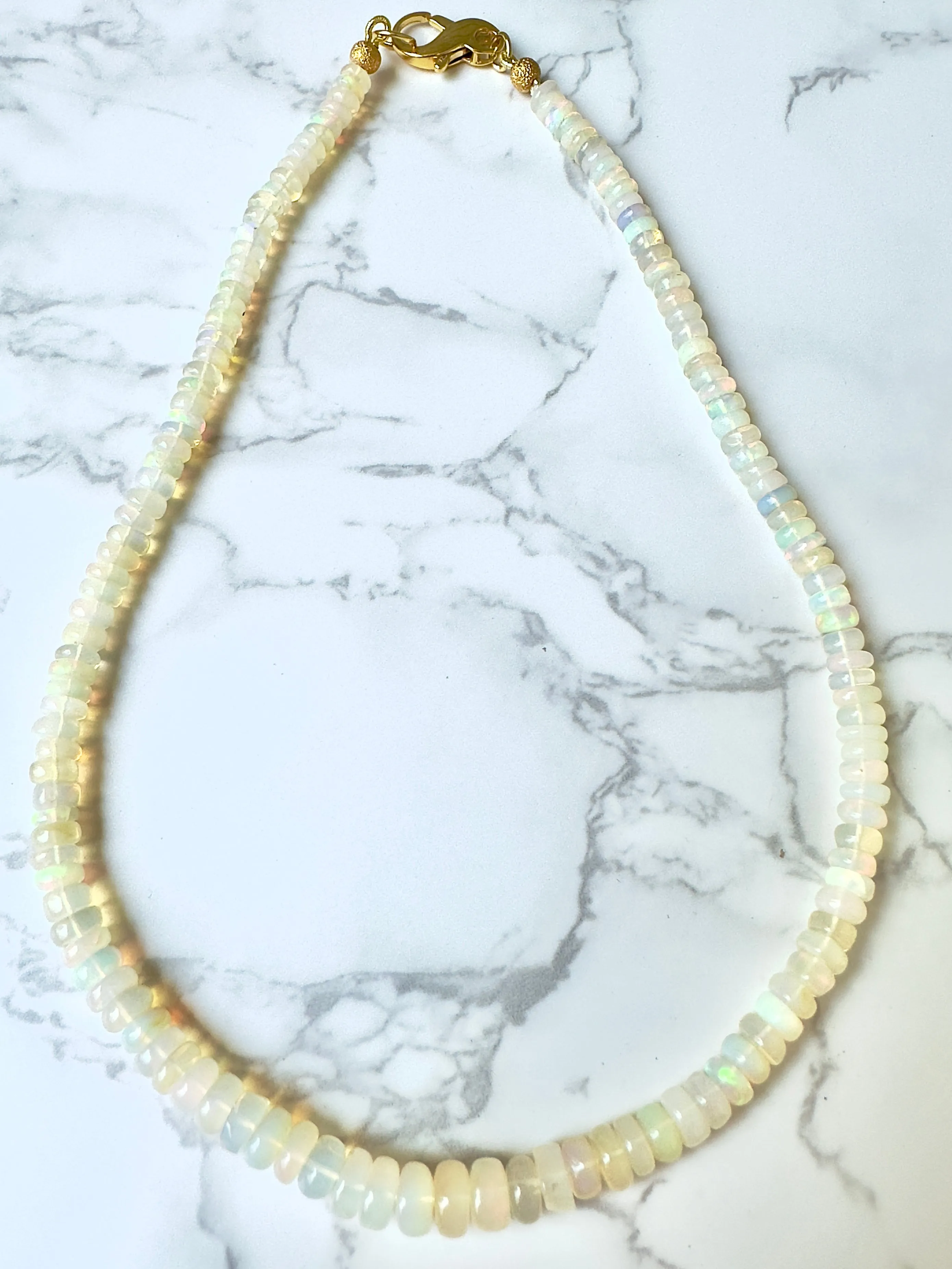 Smooth Australian Iridescent Opal Necklace