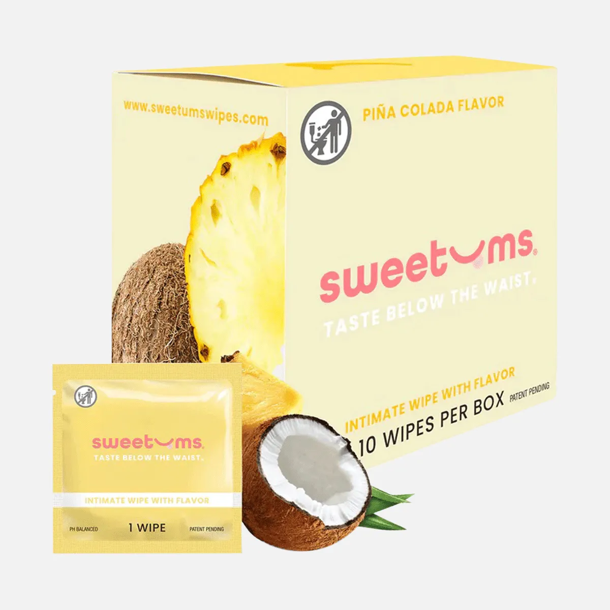 Sweetums Intimate Wipes Pina Colada Flavor 10 - Pack