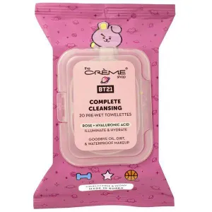 The Creme Shop COOKY Complete Cleansing Towelettes - Rose & Hyaluronic Acid (20 Pre-Wet Towelettes)